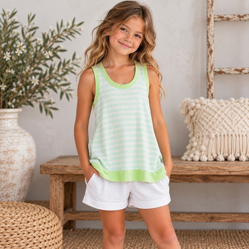 Matilda Jane Green Stripe Three Legged Race Knit  Girls Tank Top NWT 12